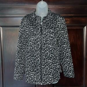 Chico’s Black & Gray Leopard Print Jacket - Size 2